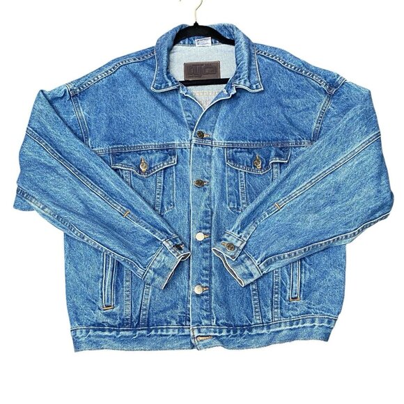 Snap On Tools Denim Jacket Sz M Embossed Eagle Logo Tyca Made in the USA Blue - Picture 2 of 12